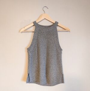 Madewell Grey Ribbed High Neck Knit Tank